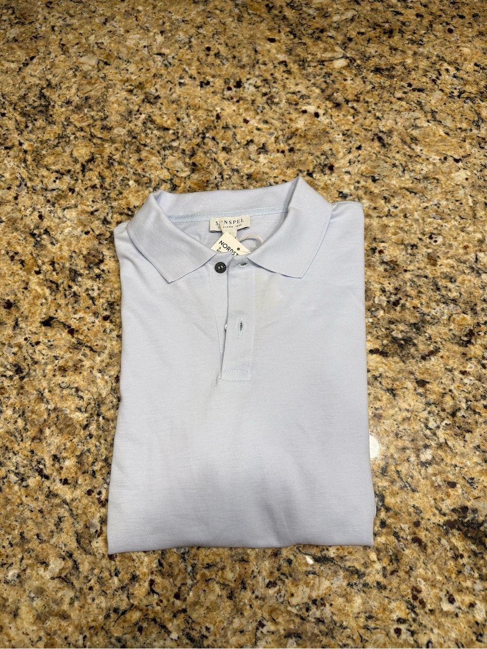 NWT Men’s Sunspel Piqué Polo Shirt in Light Blue size Small - Picture 5 of 5
